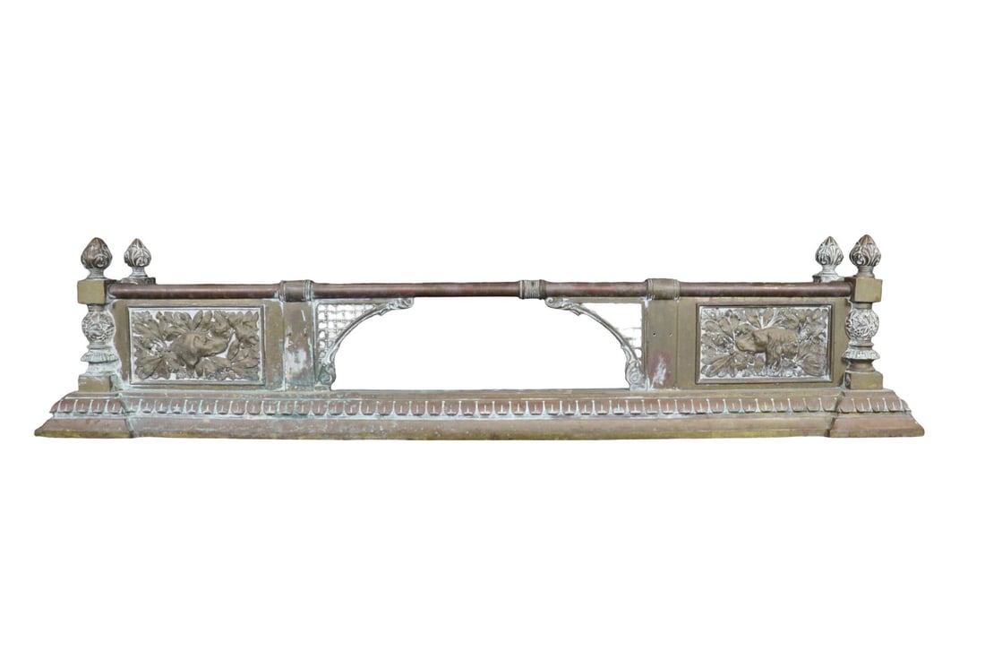 LOUIS XVI STYLE BRONZE FIREPLACE FENDER (1 of 8)