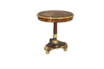 MAITLAND SMITH INLAID CARVED END TABLE