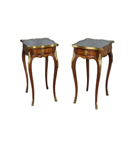PAIR THEODORE ALEXANDER EGLOMISE TOP END TABLES