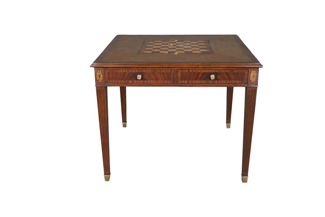 SCARBOROUGH HOUSE LEATHER TOP GAME TABLE (1 of 9)