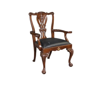 THEODORE ALEXANDER CARVED ARM CHAIR