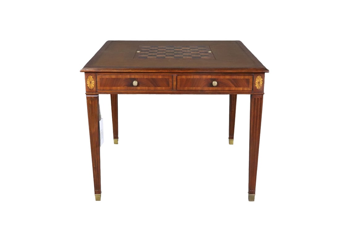 SCARBOROUGH HOUSE LEATHER TOP GAME TABLE (1 of 9)