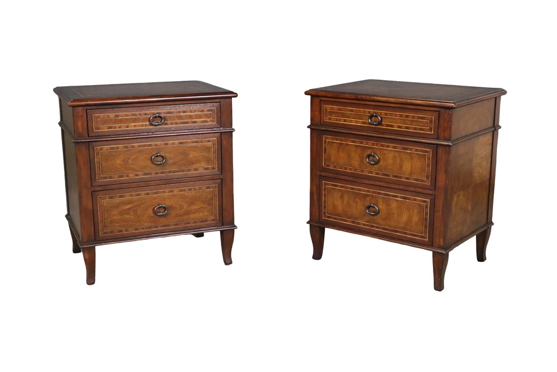 PAIR THEODORE ALEXANDER 3 DRAWER NIGHT STANDS (1 of 10)