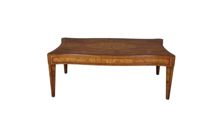 THEODORE ALEXANDER BURL WOOD & BANDED COFFEE TABLE