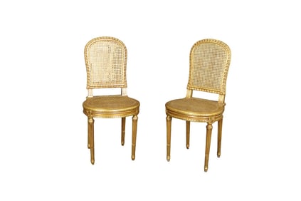 PAIR 19TH C FRENCH CANE BACK/SEAT SIDE CHAIRS