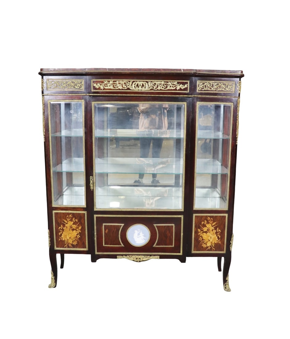 LOUIS XV STYLE BRONZE MOUNTED MARBLE TOP CHINA CABINET (1 of 19)