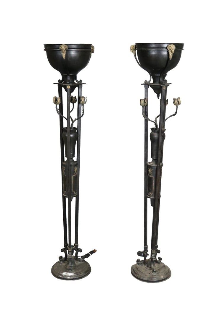 PAIR CAST IRON FLOOR LAMPS (1 of 10)