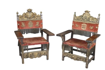 PAIR CONTINENTAL 18TH C ARM CHAIRS