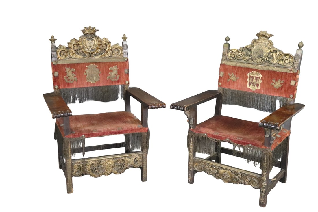 PAIR CONTINENTAL 18TH C ARM CHAIRS (1 of 10)