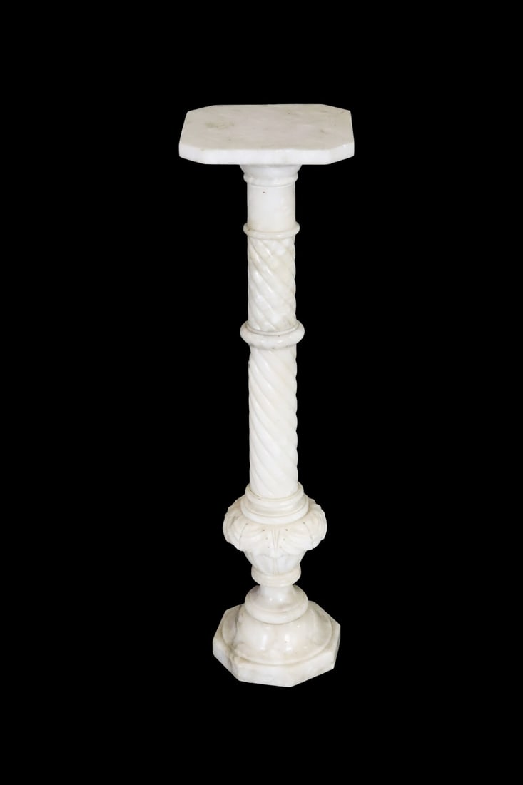 MARBLE PEDESTAL: Marble. 37" h x 10" w x 10" d.