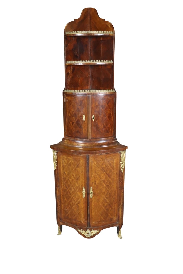 19TH C LOUIS XV INLAID CORNER CABINET (1 of 9)