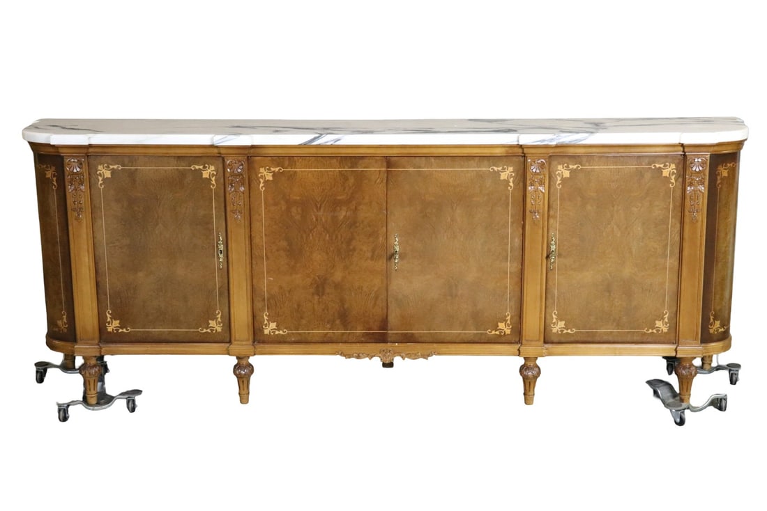 VICTORIAN MARBLE TOP INLAID CREDENZA (1 of 16)