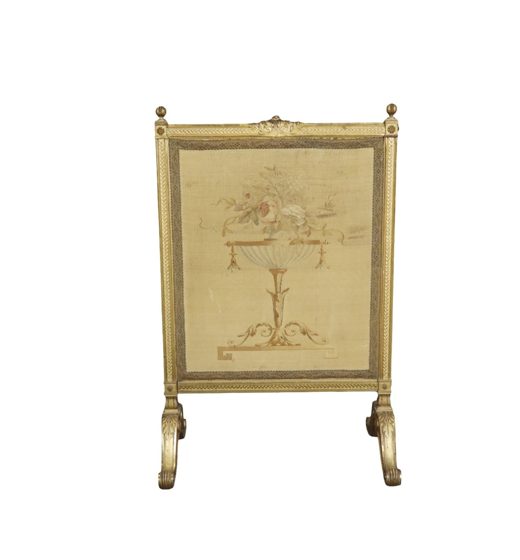 LOUIS XVI STYLE NEEDLEPOINT FIRE SCREEN (1 of 10)