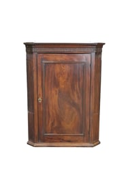 ENGLISH FLAME MAHOGANY HANGING CORNER CABINET