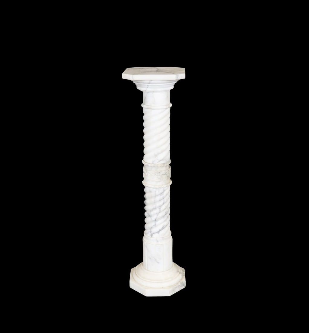2 PIECE MARBLE PEDESTAL: Marble. 2 piece. 39 5/8" h x 10 1/2" w x 10 1/2" d.