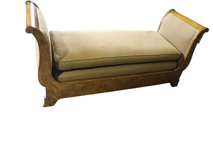 19TH C LOUIS PHILIPPE BURLED WALNUT BENCH