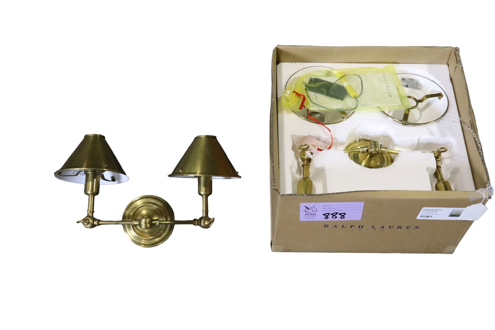 PAIR RALPH LAUREN ANETTE DOUBLE WALL SCONCES (1 of 8)