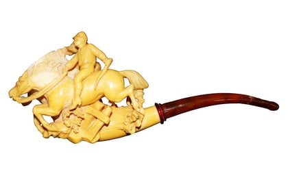 ANTIQUE MEERSCHAUM PIPE JOCKEY RIDING HORSE