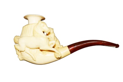 ANTIQUE MEERSCHAUM PIPE 2 HORSES