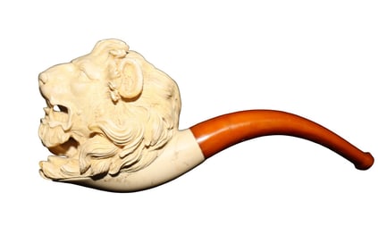 ANTIQUE MEERSCHAUM PIPE LION'S HEAD