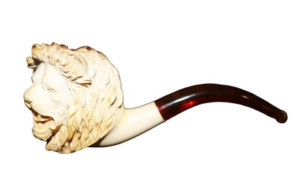 ANTIQUE MEERSCHAUM PIPE LION'S HEAD