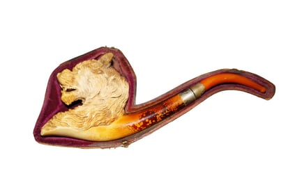 ANTIQUE MEERSCHAUM PIPE DOG HEAD