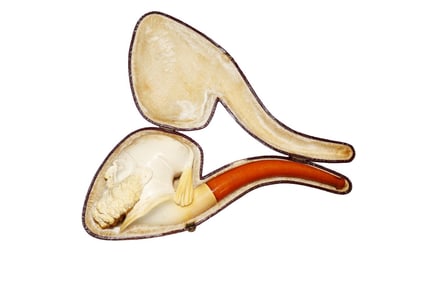 ANTIQUE MEERSCHAUM PIPE MAN WITH FEZ