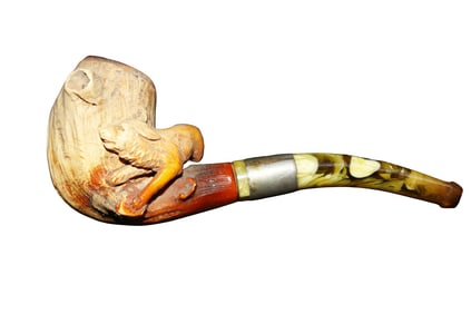 ANTIQUE MEERSCHAUM PIPE DOG HEAD