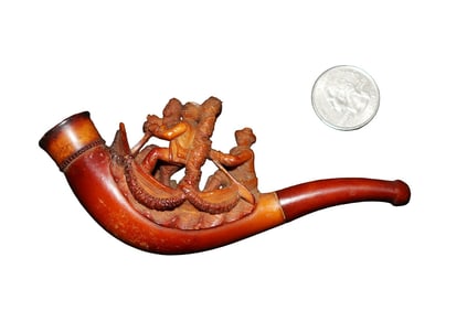 ANTIQUE MEERSCHAUM PIPE SAILORS ON SHIP