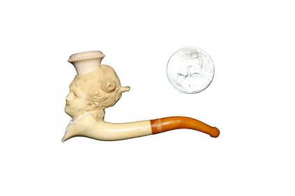 ANTIQUE MEERSCHAUM PIPE LADY'S HEAD MINIATURE