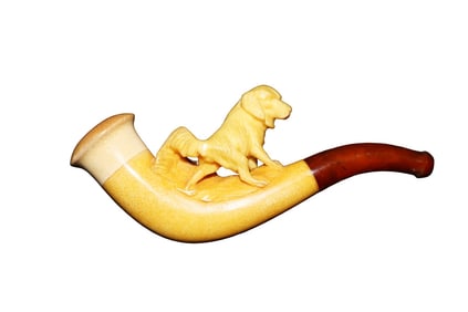 ANTIQUE MEERSCHAUM PIPE FULL BODY DOG