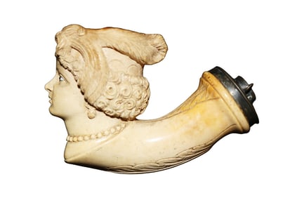 ANTIQUE MEERSCHAUM PIPE LADY'S HEAD