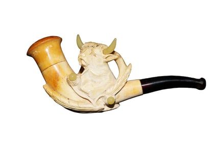 ANTIQUE MEERSCHAUM PIPE COW'S HEAD
