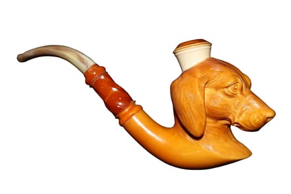 ANTIQUE MEERSCHAUM PIPE DOG HEAD