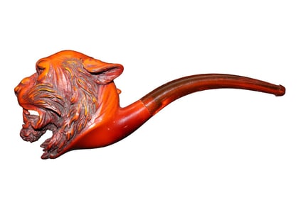 ANTIQUE MEERSCHAUM PIPE TIGER HEAD
