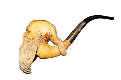 ANTIQUE MEERSCHAUM PIPE OLD MAN WITH FEZ