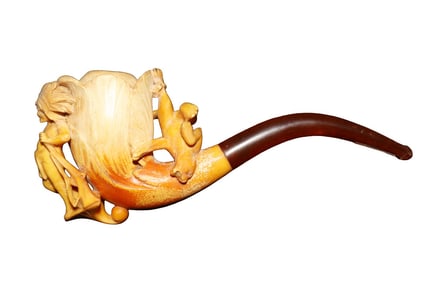 ANTIQUE MEERSCHAUM PIPE INDIAN CHIEF WITH BEAR