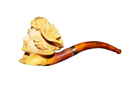 ANTIQUE MEERSCHAUM PIPE SOPHISTICATED LADY HEAD