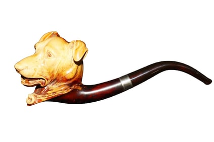 ANTIQUE MEERSCHAUM PIPE DOG HEAD