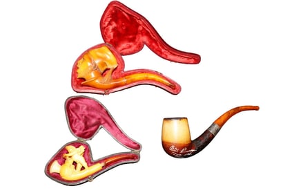 3 ANTIQUE MEERSCHAUM PIPES