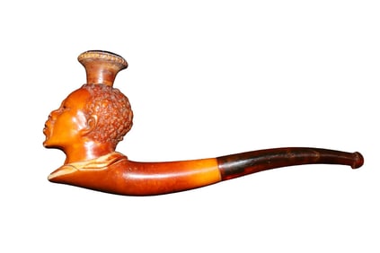 ANTIQUE MEERSCHAUM PIPE AFRICAN MAN HEAD