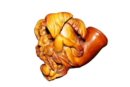 ANTIQUE MEERSCHAUM PIPE CHERUB & NUDE LADY