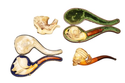4 ANTIQUE MEERSCHAUM PIPES