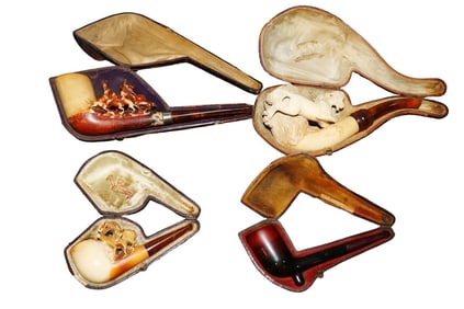 4 ANTIQUE MEERSCHAUM PIPES
