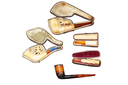 5 ANTIQUE MEERSCHAUM PIPES