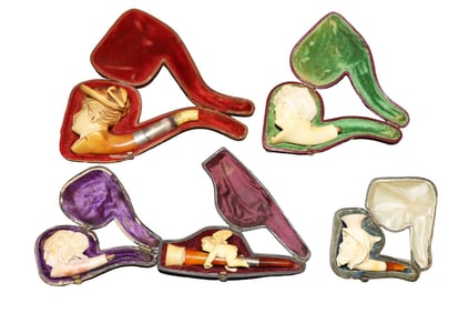 5 ANTIQUE MEERSCHAUM PIPES