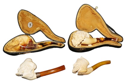 4 VINTAGE MEERSCHAUM PIPES