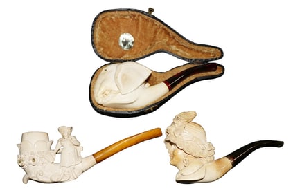3 VINTAGE MEERSCHAUM PIPES ISMAIL ERCAN