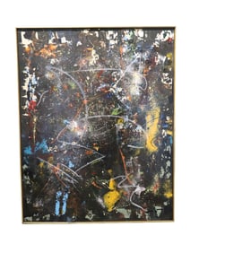 SIGNED D. SAKELSON LARGE ABSTRACT MODERN PAINTING