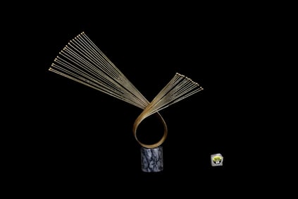 SIGNED CURTIS JERE FEATHERED SPIRAL SCULPTURE